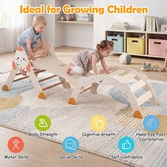 8-in-1 Climbing Toys for Toddlers with Triangle Ladder, Convertible Ramp, Indoor