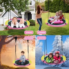 40 Inch Saucer Tree Swing for Kids Outdoor, Textilene Fabric 40inch | Pink