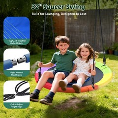 440lb 2 Seats Metal Swing Set Backyard Heavy-Duty Playset Kids Adults Swing Set