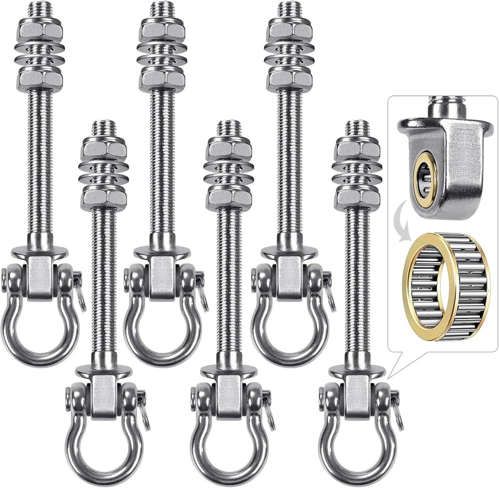SELEWARE Heavy Duty Stainless Steel Swing Hangers with Bearings (Set of 6)