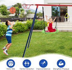 Swing Sets for Backyard, 7 in 1 Outdoor 660LBS A-Frame Heavy Duty Metal Swing St