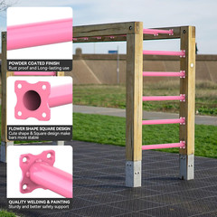 16.5″ Monkey Bars Kit – 12 Pink Metal Rungs for Kids’ Swing Set Playset