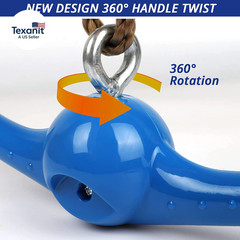 Ninja-Twister Swing Spins Set: Slackline Attachments – 360° Handle Twist-Spin Fl