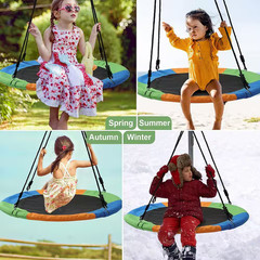 40 In. Outdoor Tree Swing 600 Lbs. Capacity Adjustable Ropes Playground Backyard