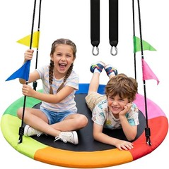 Tree Swing, 40 Inch Saucer Swing for Kids, 600lbs , Adjustable Hanging Straps,