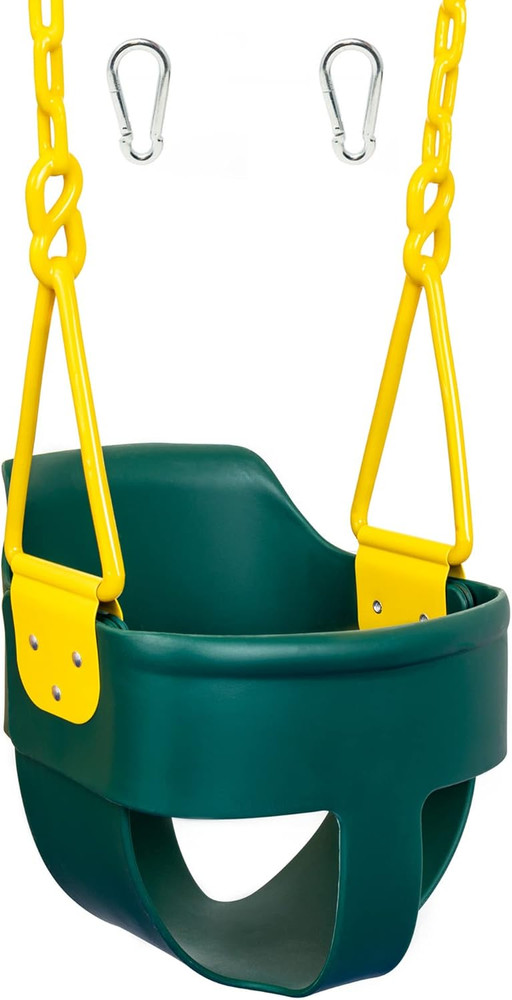Premium High Back Full Bucket Toddler Swing Seat with Finger Grip, Plastic Coate