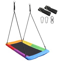 Saucer Tree Swing, Waterproof Giant Outdoor Rectangle Platform Swing for Kids