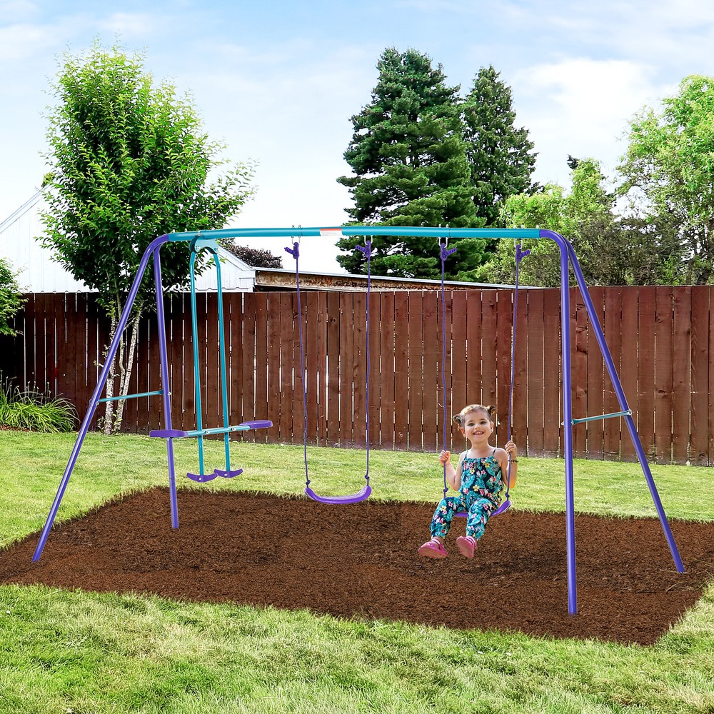 Children’s Playground Set, Adjustable Ropes with Metal Frame for Stability