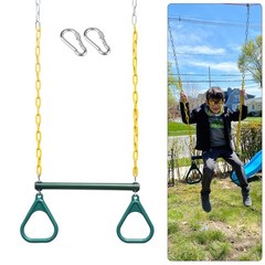 18” Trapeze Swing Bar Rings 48” Heavy Duty Plastic Coated Chains Swing Set …