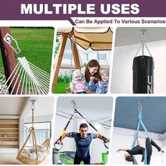 4 Pack M6 Hammock Hanging Hooks, 4PCS Stainless Steel Heavy Duty Pad Eye Hook…