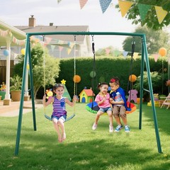 440lb 2 Seats Metal Swing Set Backyard Heavy-Duty Playset Kids Adults Swing Set