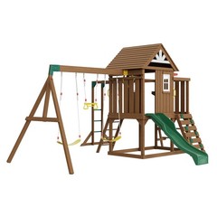 Innovative Wooden Playground 10-in-1 Set with 6ft Slide Cooking Station Ladder