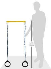 19 Inch Trapeze Bar with Rings Durable Swing for Kids Supports 115 Pounds