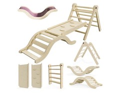 NEW 5 In 1 Montessori Pikler Triangle Climbing Set W Arch Ramp & Slide UNOPENED