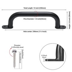 13” Black Playground Handles Safety Grab Bar Indoor & Outdoor 2pcs