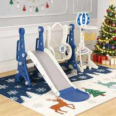 6-In-1 Toddler Slide & Swing Set W/ Adjustable Basketball Hoop, Golf & Ring Toss