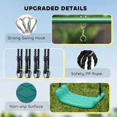 Metal Swing Set with Slide, Heavy Duty Swing Set, Dark Green
