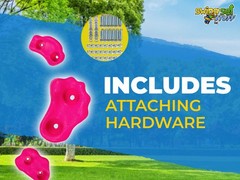 SWING SET STUFF SMALL TEXTURED ROCK HOLDS SET OF 8 MOUNTING HARDWARE PINK 0014