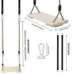 Wooden Swing Seat, Outdoor Swing Set Accessories for Backyard, Height Adjusta…
