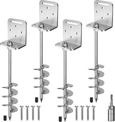 18” Heavy Duty Ground Anchors 10mm Solid Steel with L Bracket, for Trampoline M