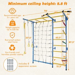 7-in-1 Indoor Playground Wall Gym With Monkey Bars & Pull-Up Bar