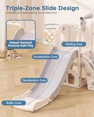 Toddler Slide, 6 in 1 Kids Indoor Slide for Toddlers 1-3, Baby White&gray