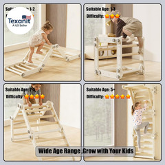 Kids Climbing Toys,Pikler Triangle Set,Plastic Montessori Indoor Play Gym,Multif