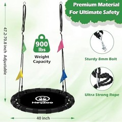 Black 40″ Saucer Swing Set for Backyard & Outdoor Use