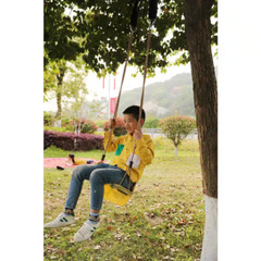 Outdoor Wooden Tree Bar Swing with Hanging Ropes Free Shipping