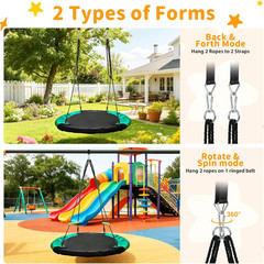 4FT Diameter round Saucer Tree Swing for Backyard Fun,Heavy-Duty Steel Frame wit