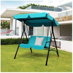 2 Person Turquoise Outdoor Swing with Canopy