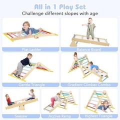 7-in-1 Climbing Triangle Set for Toddlers – Foldable Montessori Gym, Adjustable