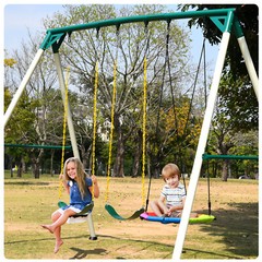 700lbs Large Metal Swing Set with 3 Swings Heavy Duty Frame Outdoor Kids Playset