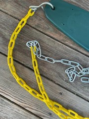 Swing-N-Slide Heavy Duty Green Swing Seat w/ Yellow & Gray Chains