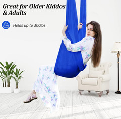 Columpio sensorial infantil ajustable, hamaca terapéutica para interior azul