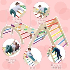 5-in-1 Montessori Climbing Set w/ Ramp Arch Ladder Cushion for Toddlers Kids