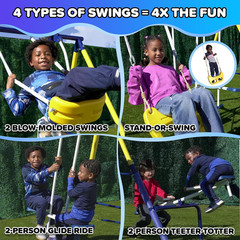 Royal Fun Metal Swing Set for Kids Ages 3-8 with 2 Swings, Standing Swing, Glide