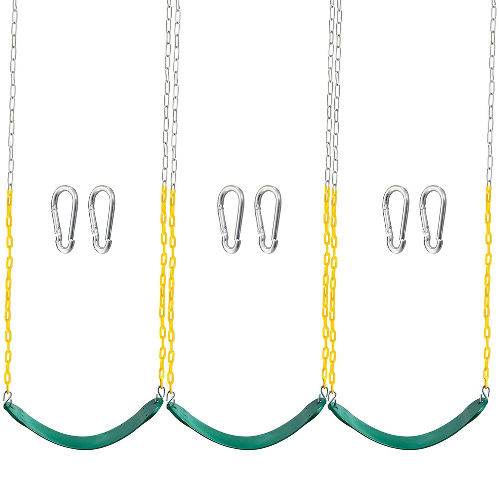 TURFEE 3 Pack Green Swing Seats Heavy Duty with 66″ Chain Swing Set Accessori…