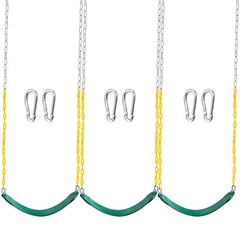 TURFEE 3 Pack Green Swing Seats Heavy Duty with 66″ Chain Swing Set Accessori…