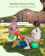 Outdoor Seesaw Teeter Totter for Kids, 360° Spin, 55 lbs Capacity, Multi-Colored