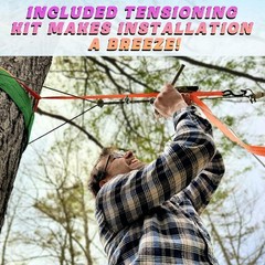Zipline Kits for Backyard w/ Stainless Steel Spring Brake 125 FT Safety Harness