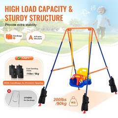 Uimoso Swing Sets for Backyard 3 in 1 Toddler Swing Set with 4 Sandbags Foldable