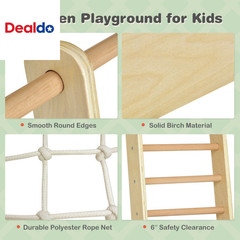 8-In-1 Wooden Climber Play Set with Slide and Swing for Kids