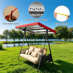 1-Pack Swing Canopy, 6.1×4.2×0.5 Inch 600D Thicken Oxford Patio Swings with C…