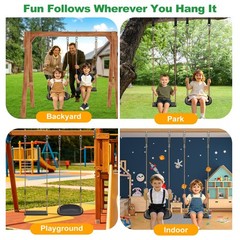 Heavy-Duty 2-Pack Black Swing Seats w/Adjustable Ropes & Hooks for Kids/Adults