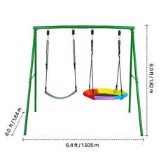 Uimoso Outdoor Swing Set with Two Seats and Sturdy A-Frame Design for Kids