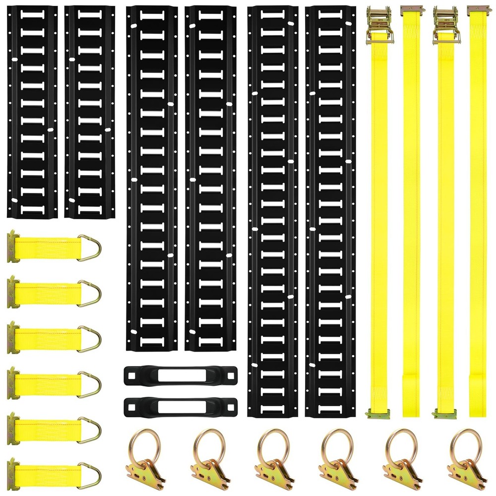 Elechomes E Track Tie-Down Rail Kit：22 Pcs Set Etrack kit 6 Rails, 2 Ratc