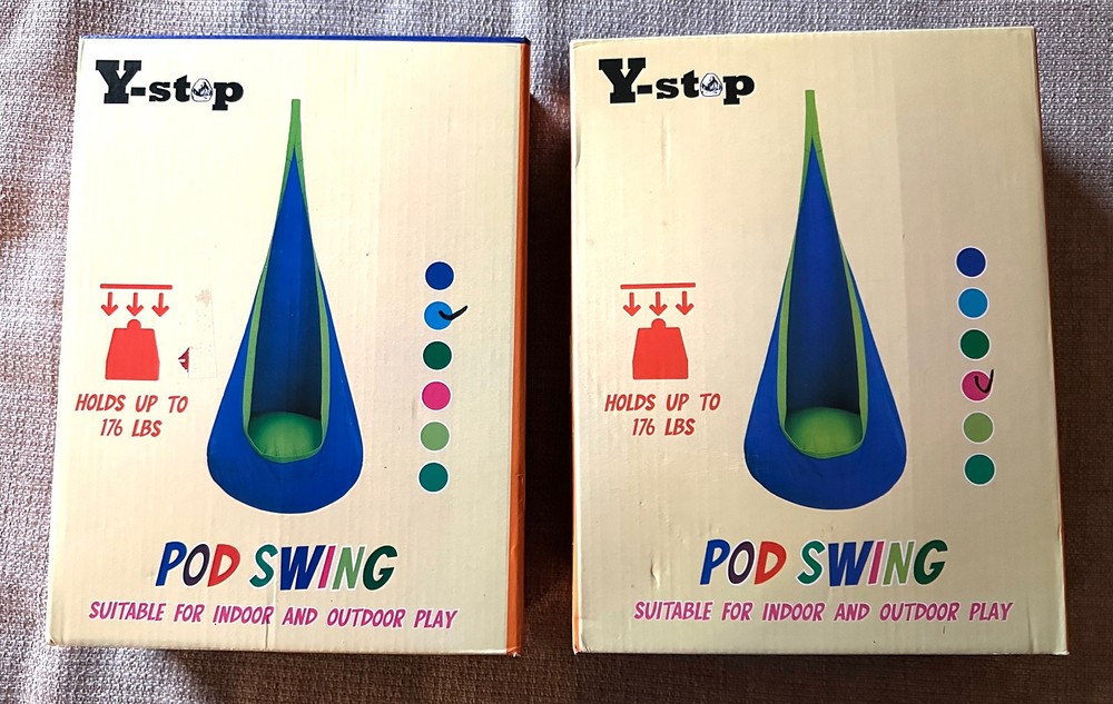 Y-Stop Pod Swing Indoor/Outdoor Play | Kids | x 2 (Pink & Blue) | Never usedPai