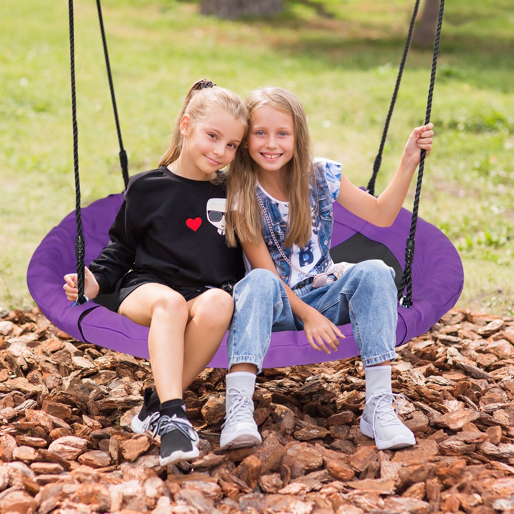 40” Kids Spider Web Tree Swing Set 900D Oxford Fabric Outdoor Backyard Purple