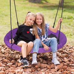 Kids Round Saucer Tree Swing Set Waterproof 900D Oxford Fabric Outdoor Backyard